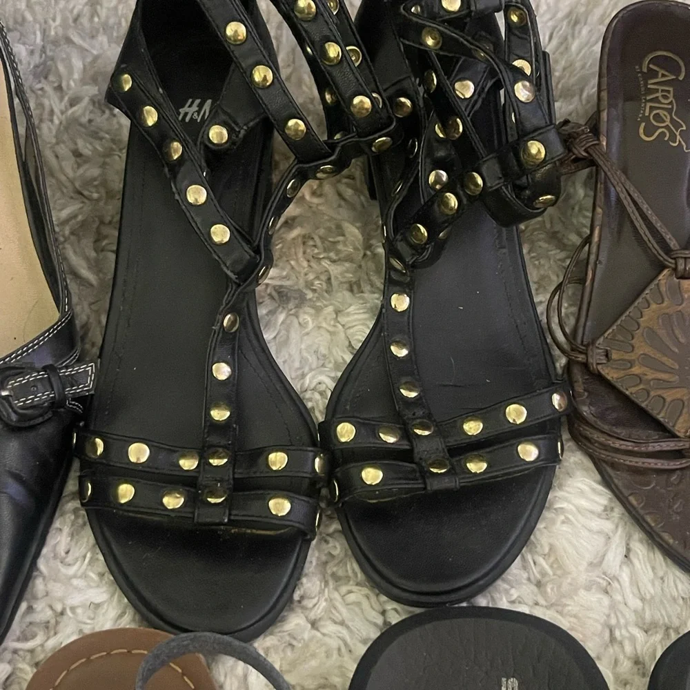 5 Pairs Women’s Size 7 Shoes Sandals Heels Bundle Dress Shoes Black‎ & Brown